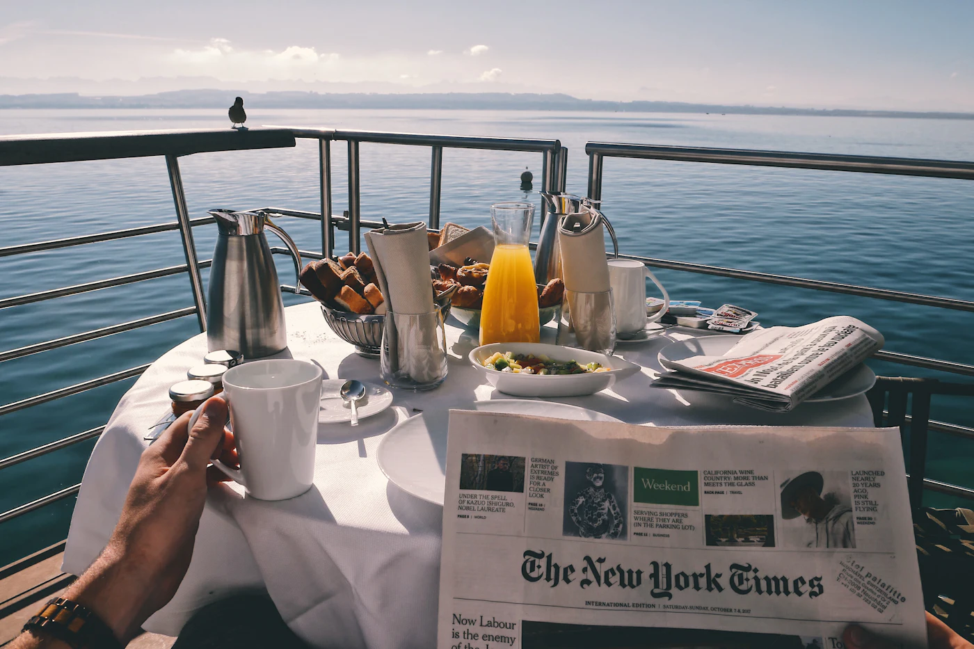 Table set on the deck of a boat