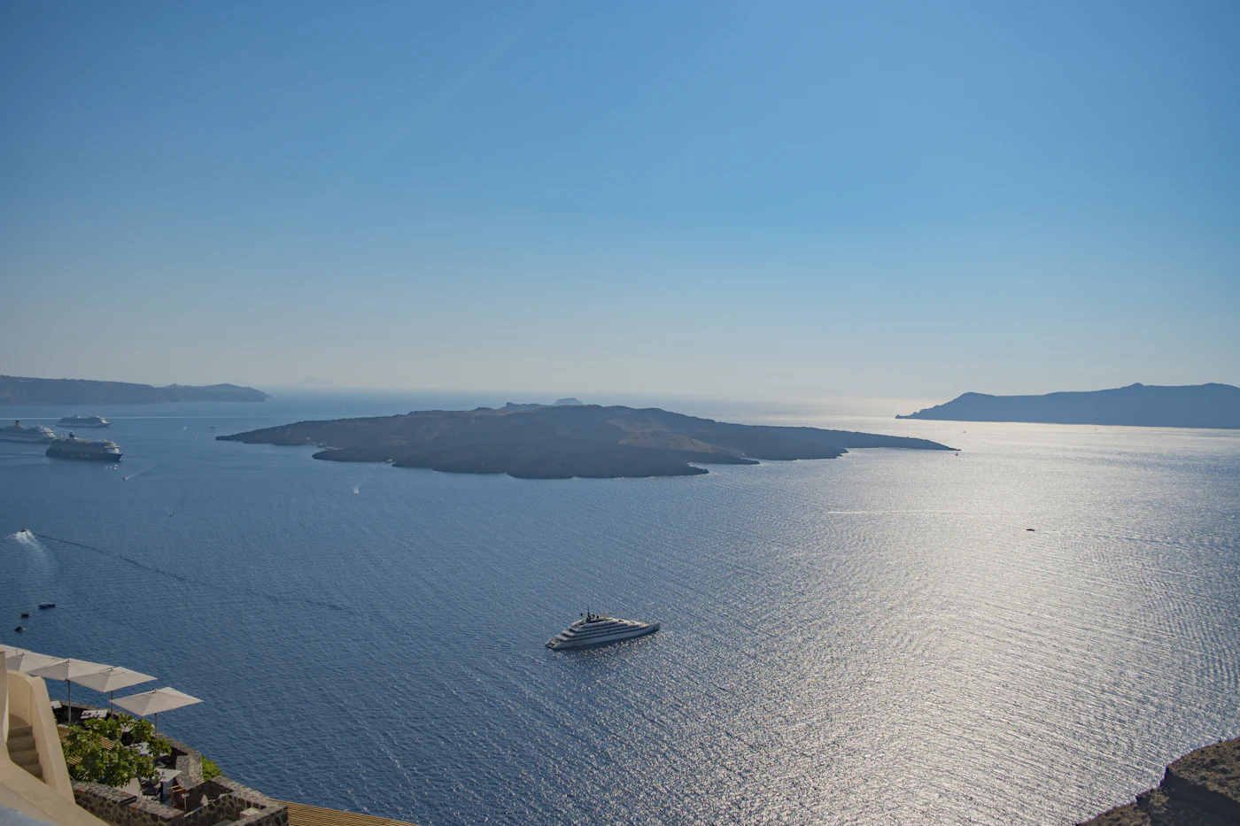 The Santorini caldera seen from above