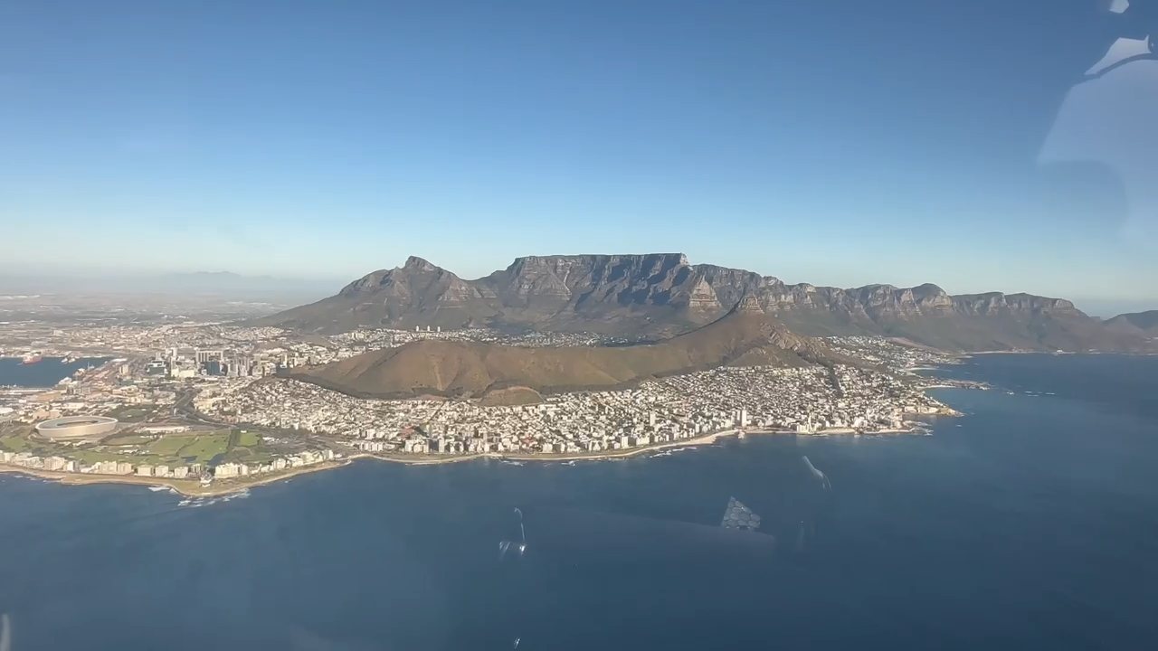 View of the coast from a helicopter window